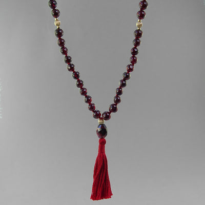 Sun Mala - Garnet with Gold Filled Accents