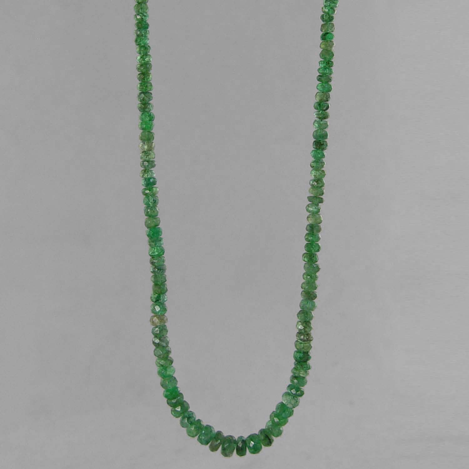 Emerald Small Faceted Rondelle Graduated 19" Necklace - 49 ct