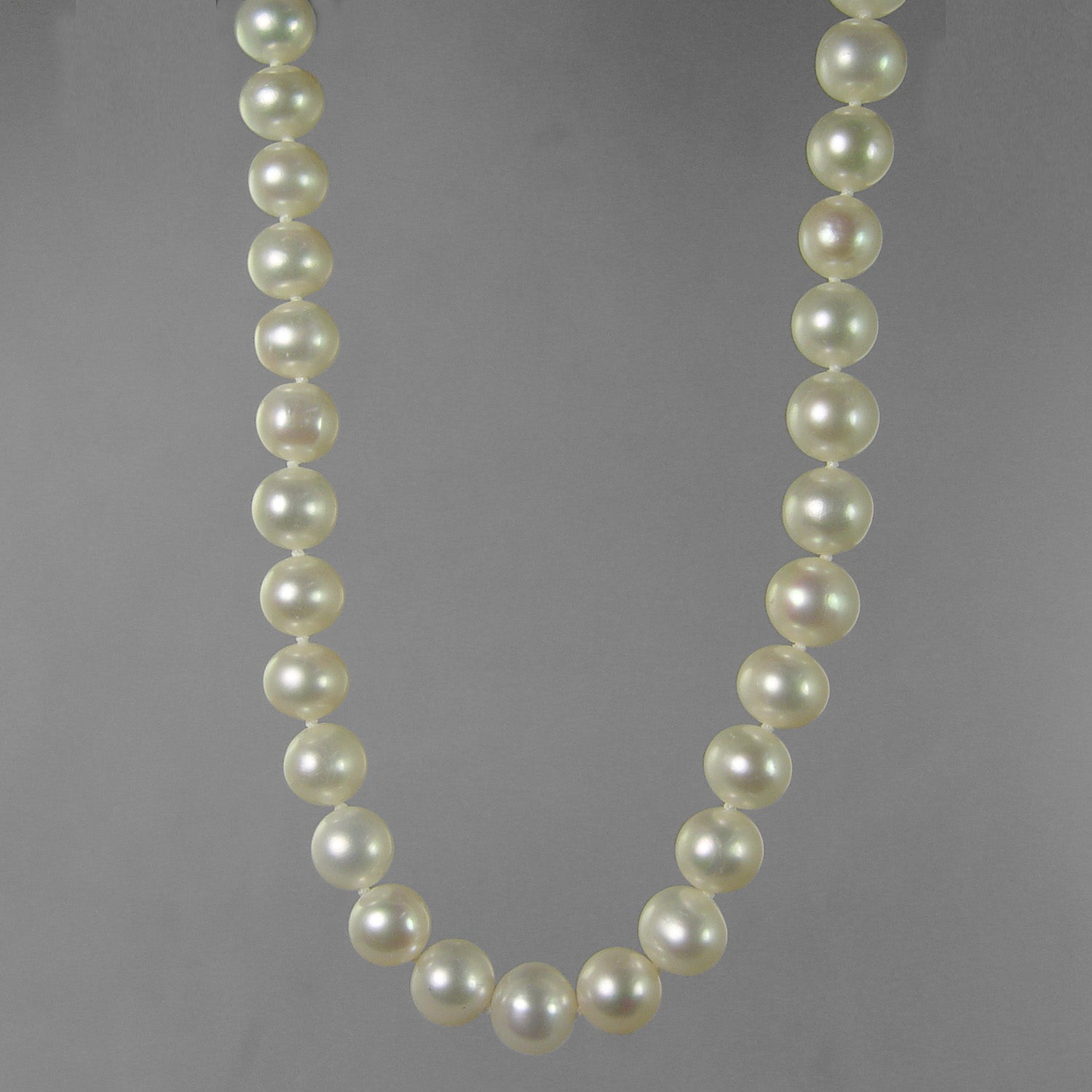 Pearl 9-10 mm Semi Round Knotted with Fancy Clasp 18" Necklace