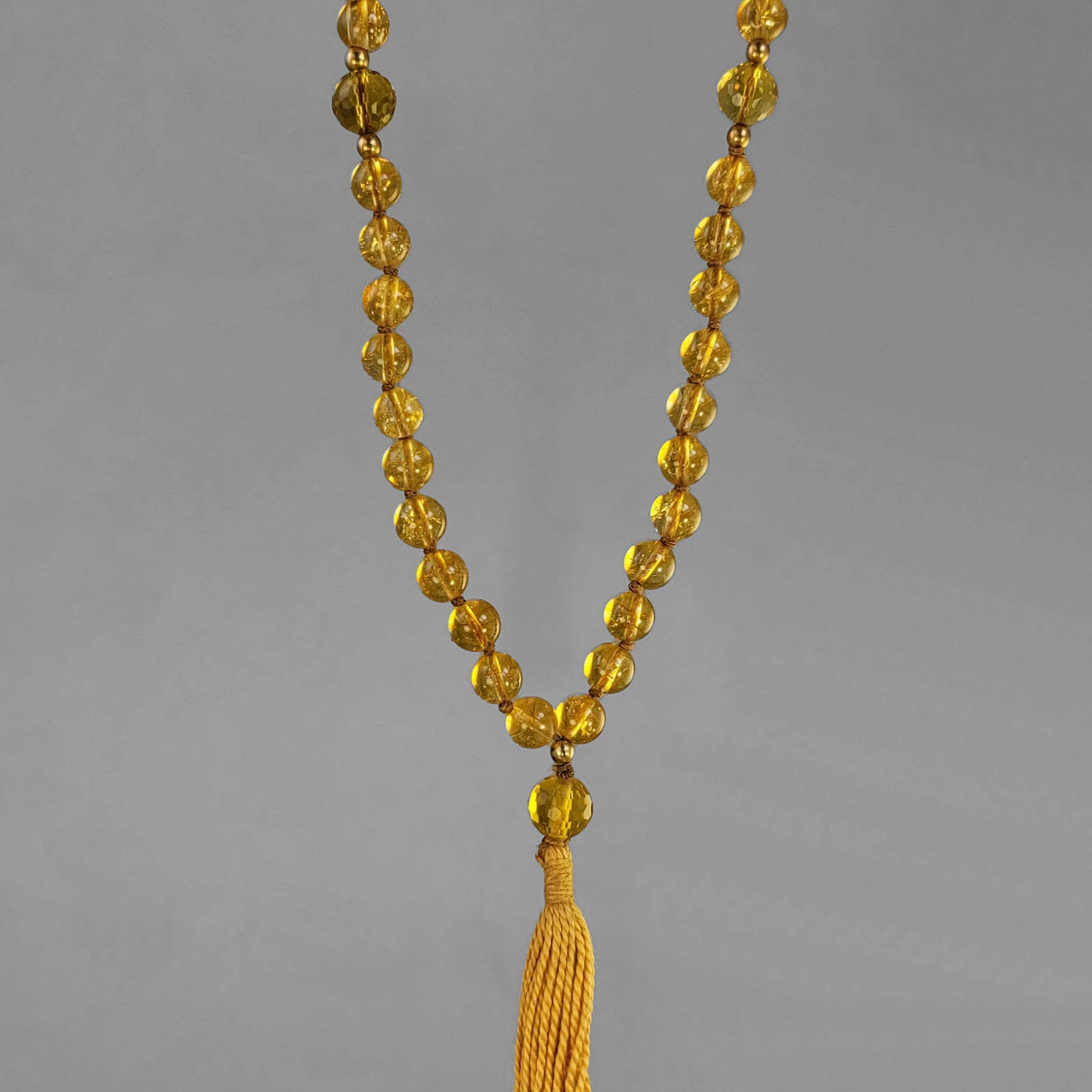 Jupiter Mala - Citrine Round Beads with Faceted Counter Beads