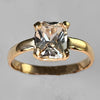 White Sapphire 1.93 ct Faceted Antique Emerald Cut 14KY Gold Ring, Size 7.5