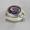 Amethyst 4.5 ct Oval Bezel Set Sterling Silver Ring, Size 8