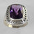 Amethyst 6.2 ct Antique Cushion Bezel Set Sterling Silver Ring, Size 8