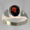 Red Hessonite Garnet 2.27 ct Faceted Oval Sterling Silver Ring, Size 8.5