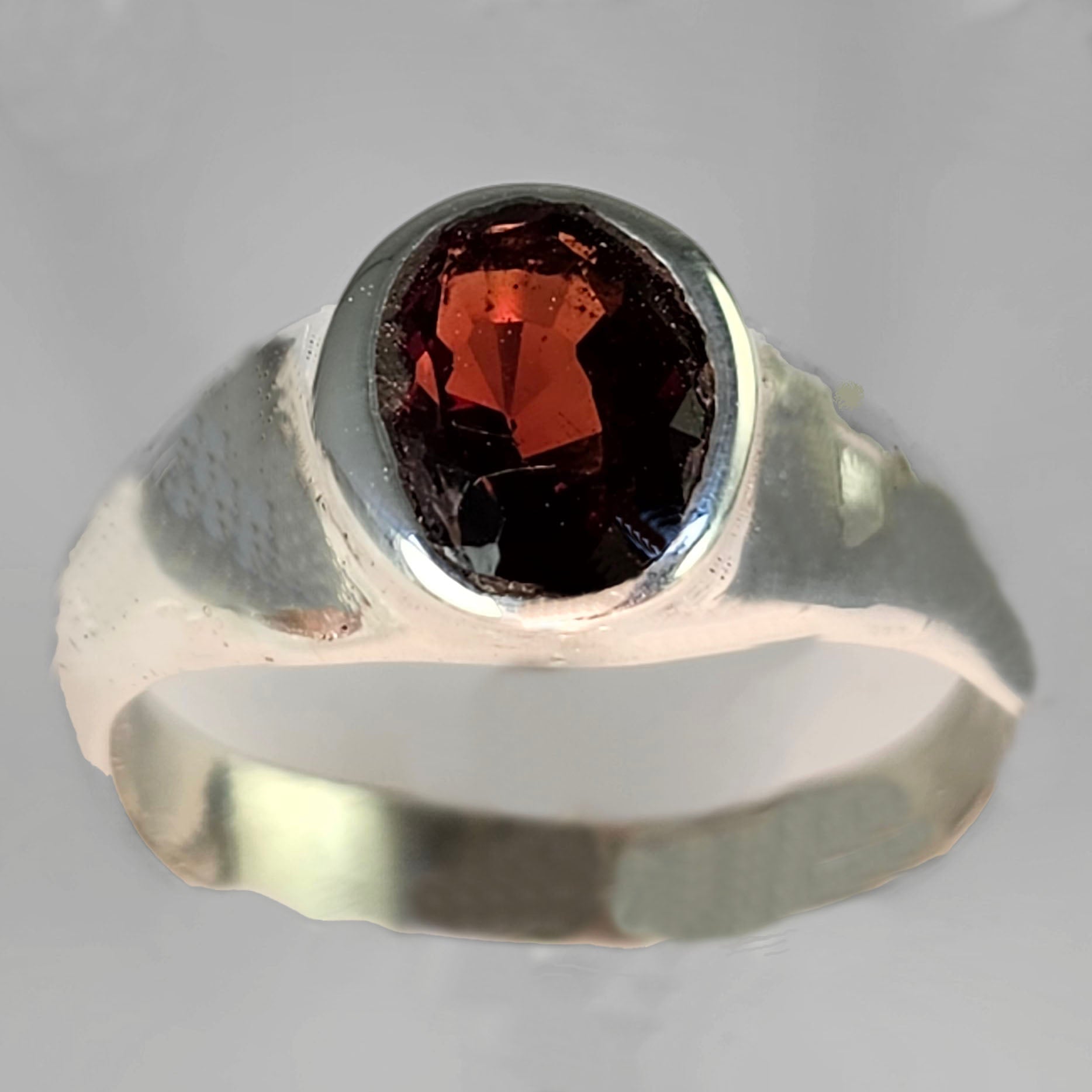 Silver Plated Adjustable Red Hessonite 4.25 Ratti Stone Ring in size 16 To  30 - 55carat - 3690866