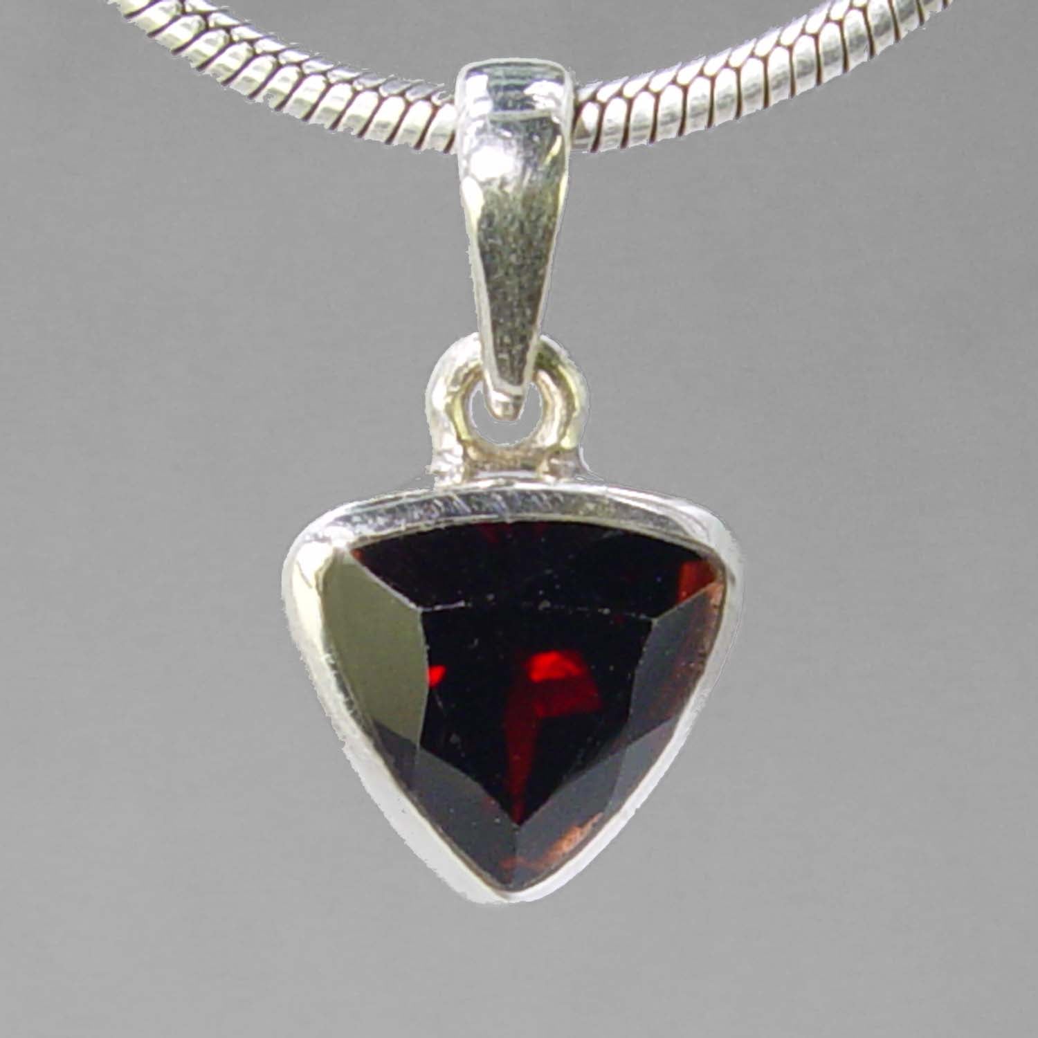 Garnet 2.8 ct Triangle Cut Sterling Silver Pendant