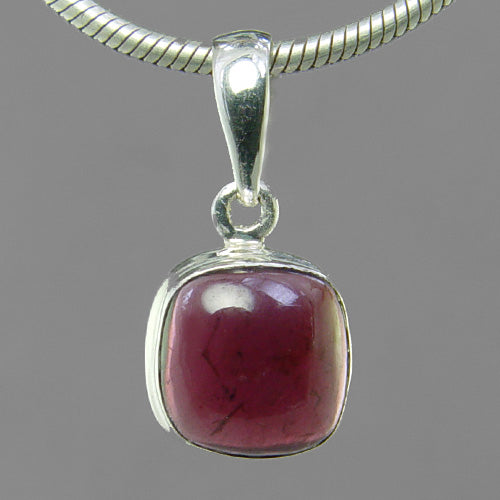 Garnet 3 ct Square Cab Sterling Silver Pendant