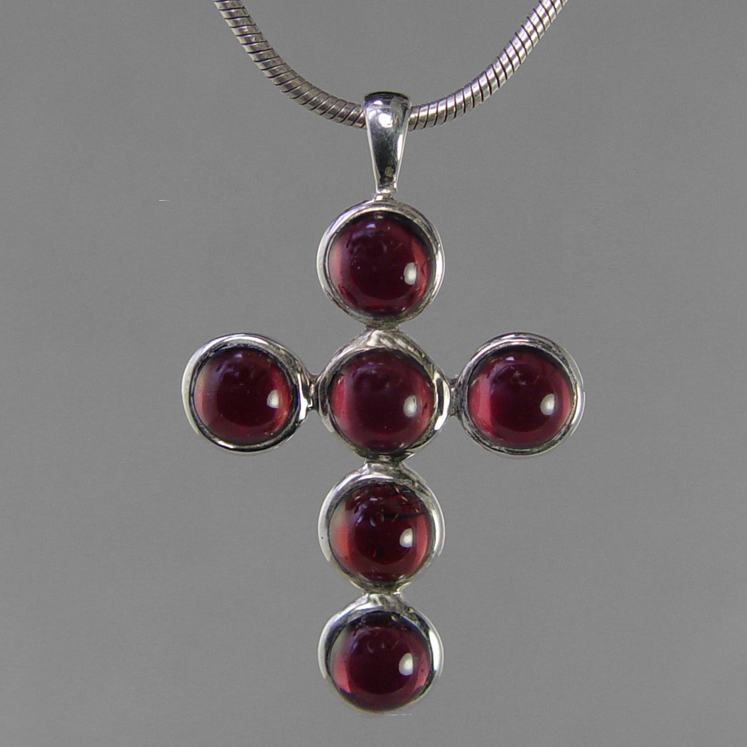 Garnet 18 ctw Garnet Cross Sterling Silver Pendant
