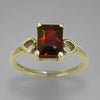 Garnet 2.7 ct Faceted Emerald Cut Sterling Silver Ring, Size 7