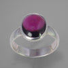 Garnet 3.7 ct Oval Cab Sterling Silver Ring, Size 8.5