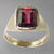 Garnet 3.7 ct Faceted Emerald Cut 14KY Gold Ring, Size 9.5
