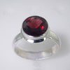 Garnet 5.0 ct Faceted Round Sterling Silver Ring, Size 8.5
