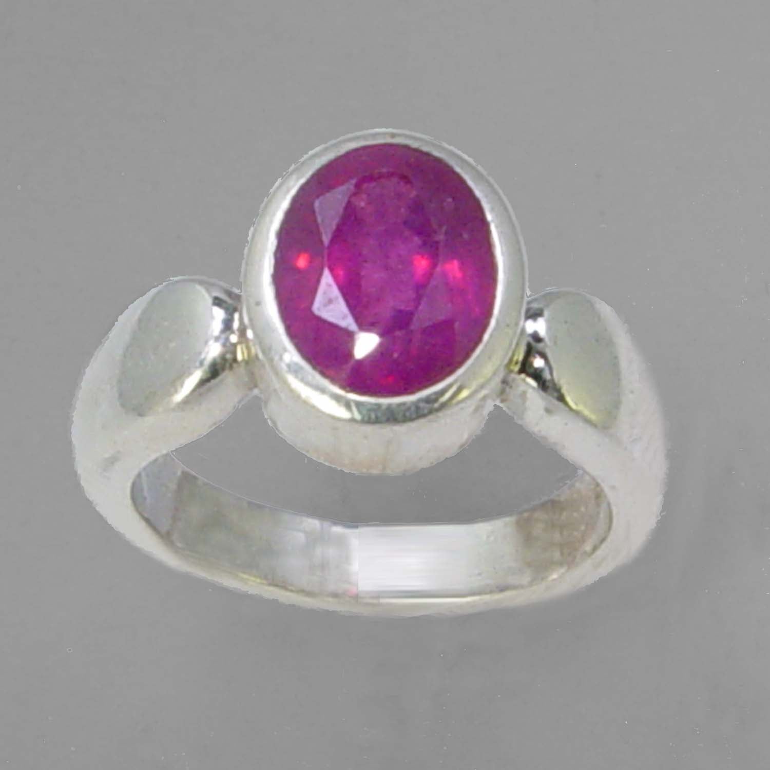 Ruby 2.6 ct Faceted Oval Sterling Silver Ring, Size 5.5