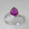 Ruby 3.5 ct Pear Sterling Silver Ring, Size 10.75
