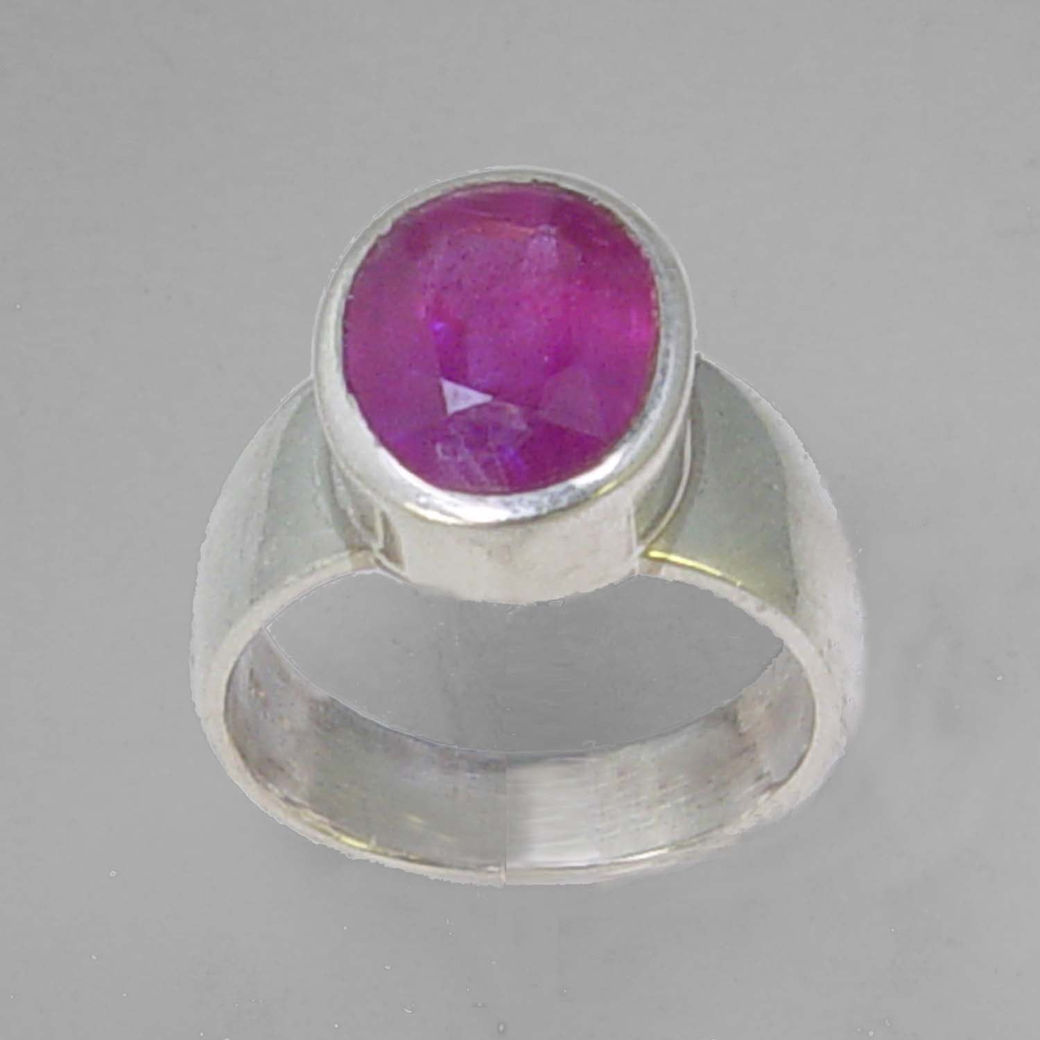 Ruby 3.8 ct Oval Sterling Silver Ring, Size 5