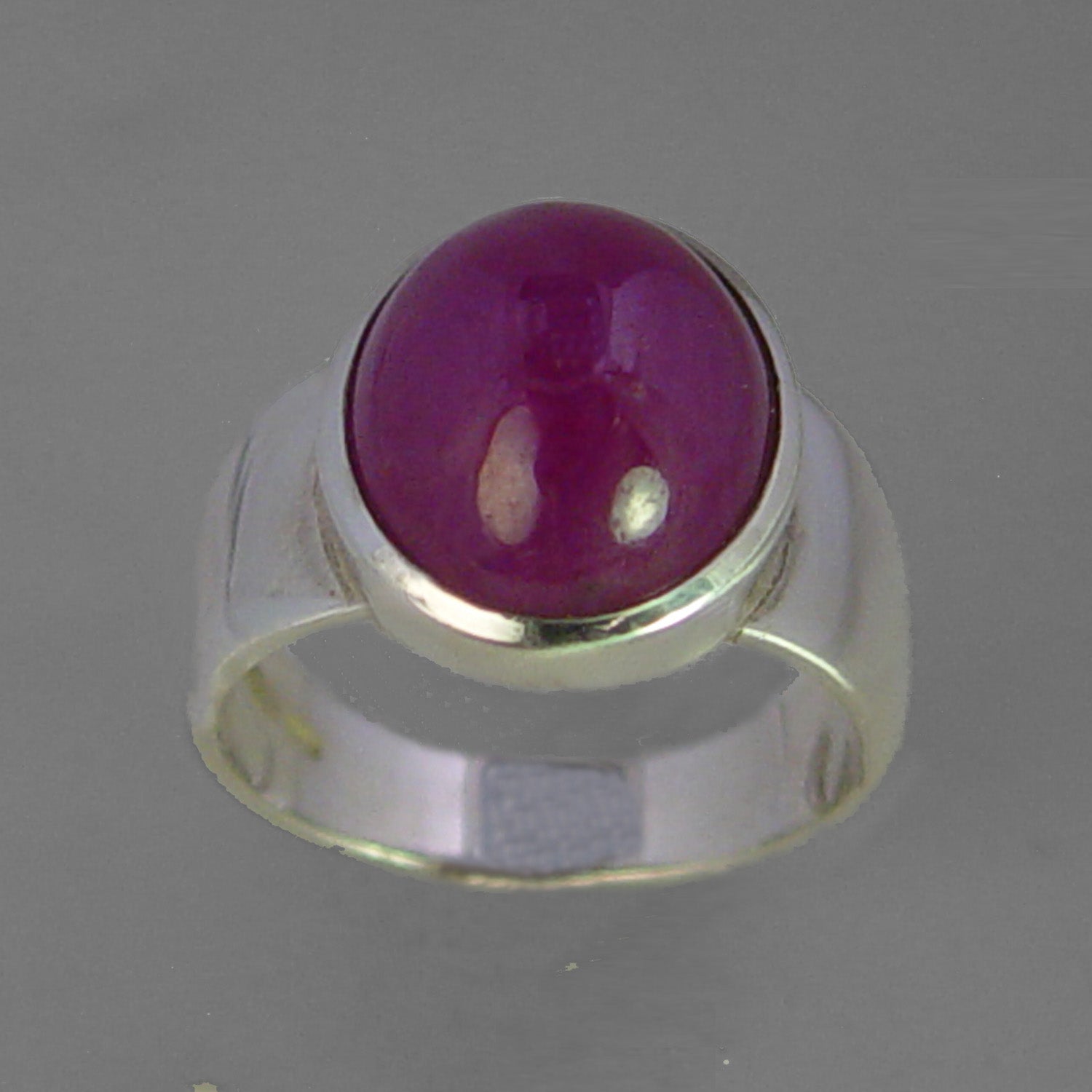 Ruby 10.3 ct Oval Cab Sterling Silver Ring, Size 8