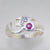 Sun Aum Ring with Small Faceted Ruby Sterling Silver Ring, Size 8