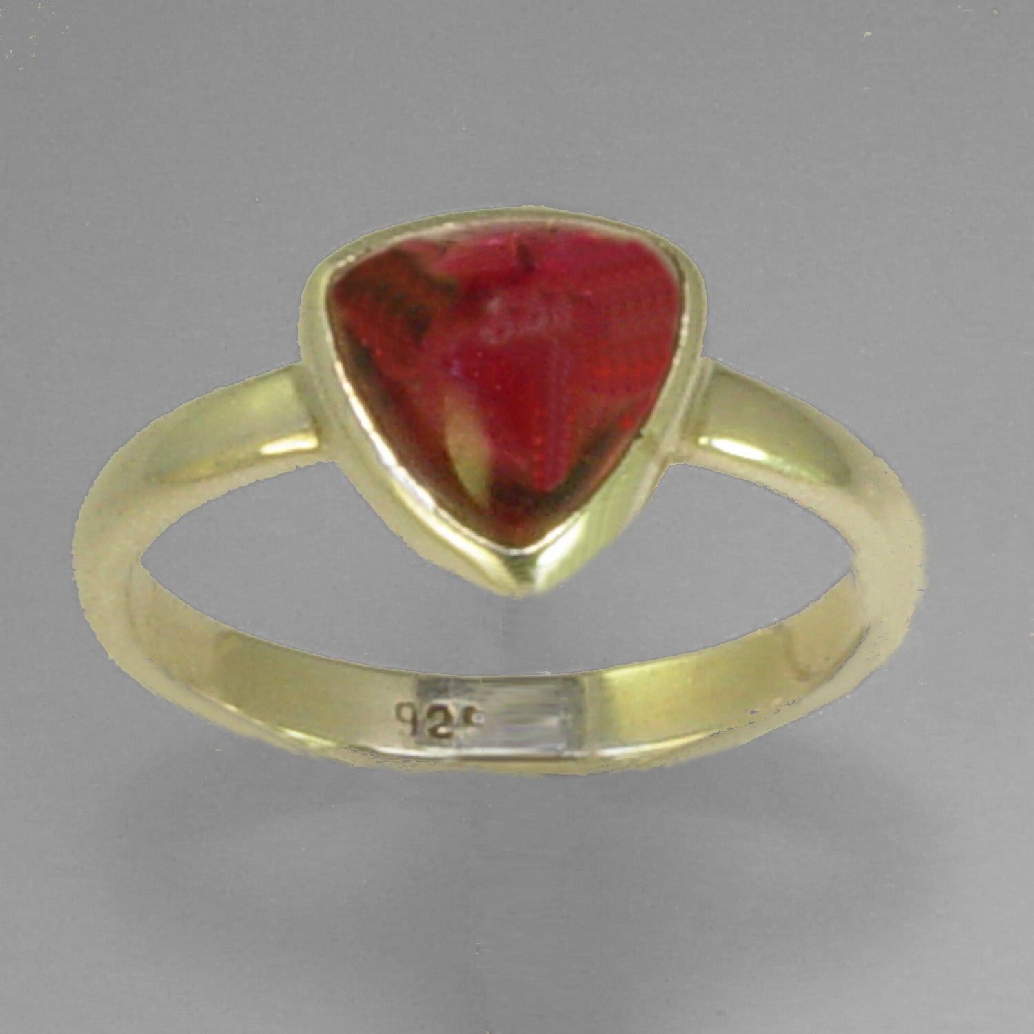 Rubellite Tourmaline 3.2 ct Shield Cut Cab Sterling Silver Ring, Size 8.5