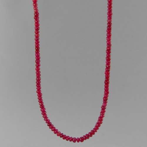 Ruby Small Rondelle Graduated 18" Necklace, 50 ct