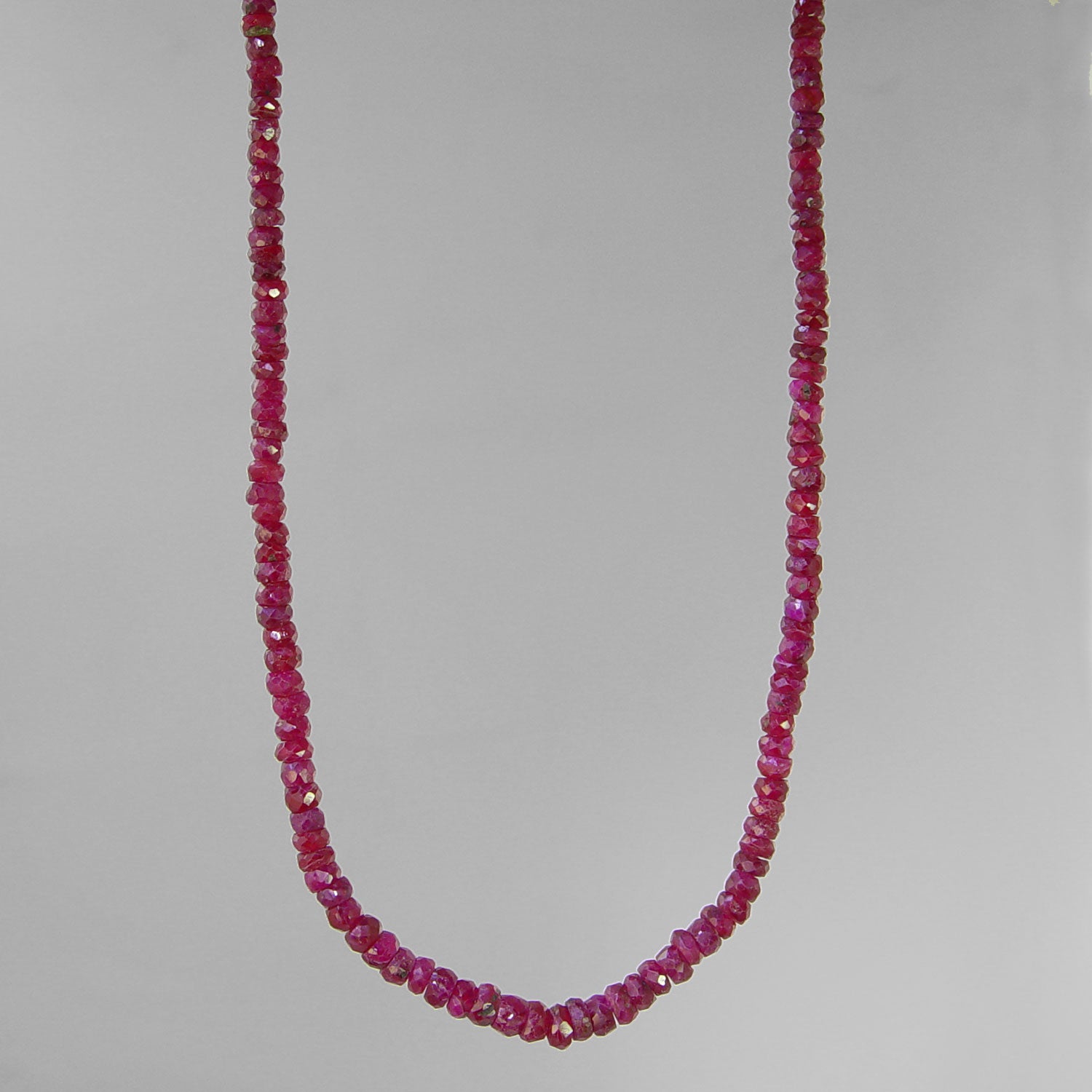 Ruby Small Faceted Rondelle Graduated 17" Necklace, 35 ct