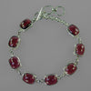 Garnet Antique Emerald Cabs on Sterling Silver Chain 7.25" - 8.25" Bracelet