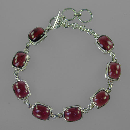 Vintage buy sterling Garnet flower bracelet