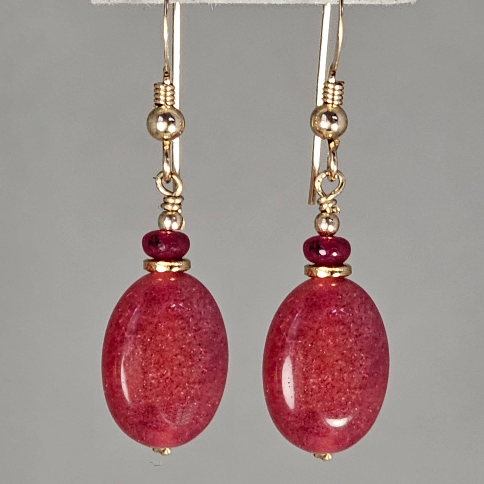 Ruby Oval and Rondelle Earrings