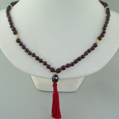 Sun Mala - Garnet with Gold Filled Accents