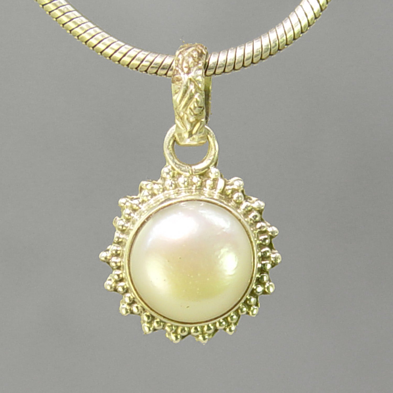 Pearl 5.5 ct Freshwater Pearl Sterling Silver Fancy Bezel Pendant