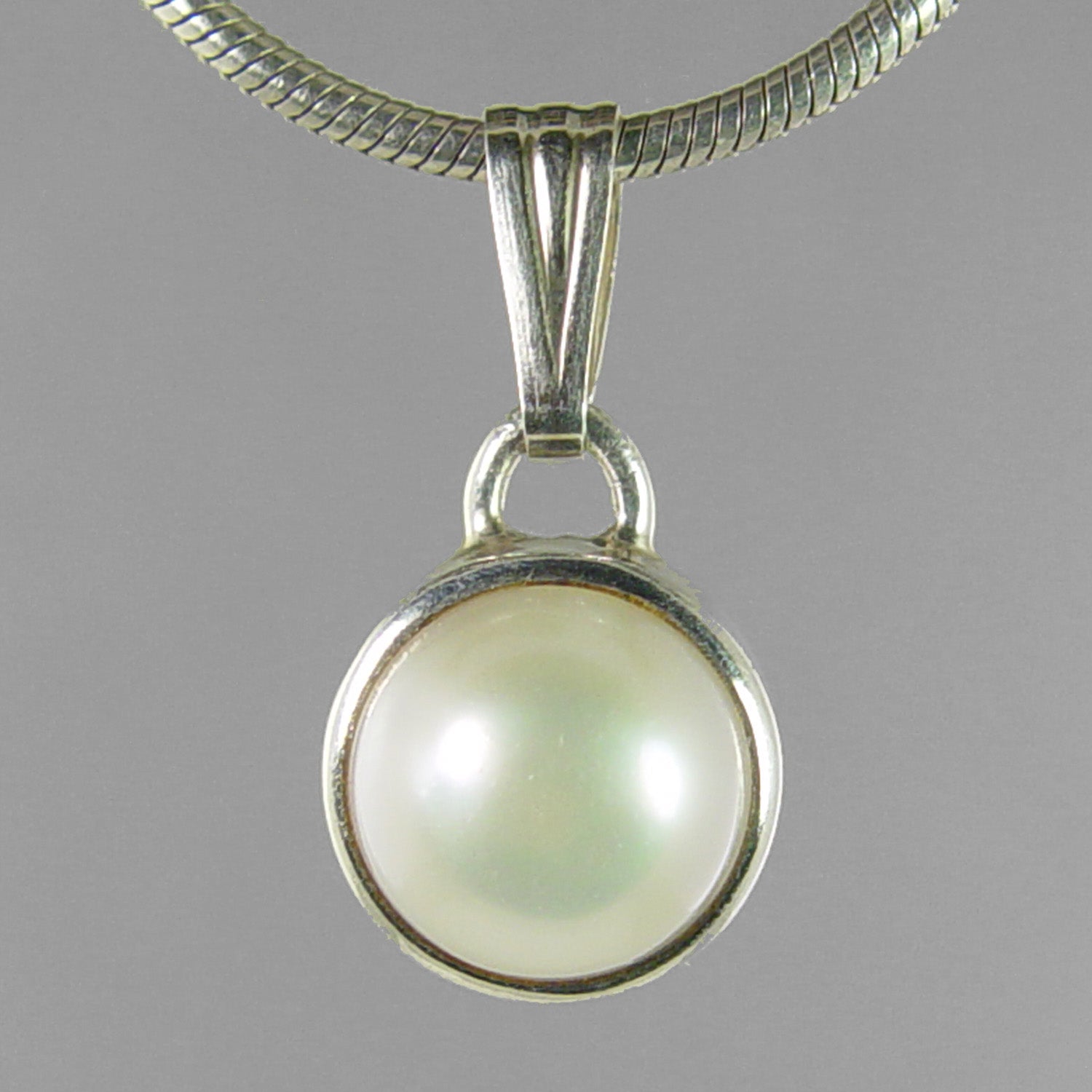 Pearl Freshwater Pearl Bezel Set Sterling Silver Pendant