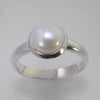 Pearl 2.5 ct Freshwater Pearl Rim Edge Bezel Set Sterling Silver Ring, Size 9
