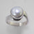 Pearl 3.25 ct Freshwater Pearl Bezel Set Sterling Silver Swirl Shank Ring, Size 8