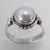 Pearl 3.5 ct Freshwater Pearl Fancy Bezel Set Sterling Silver Ring, Size 7