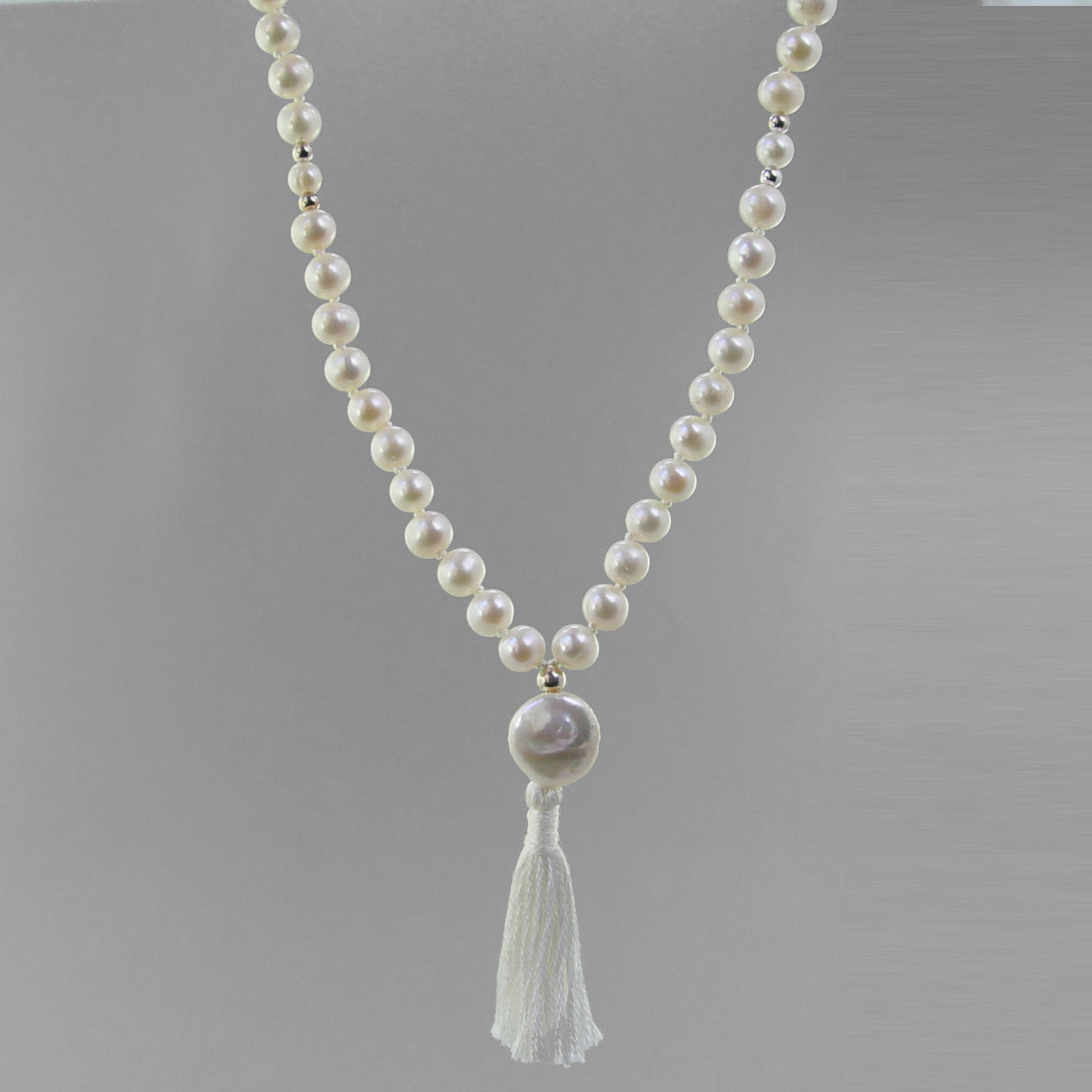 Moon Mala - White Pearl With Pearl Counter Beads