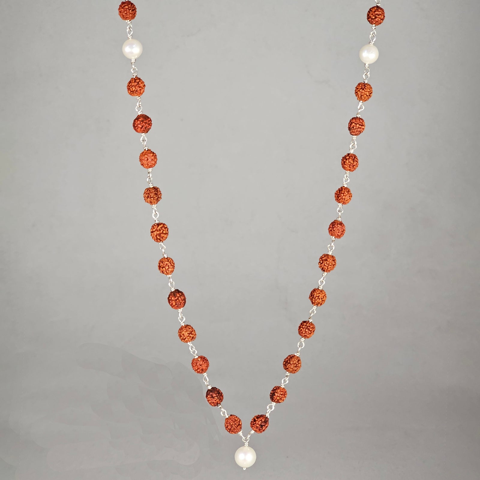 Rudraksha with pearl Moon mala