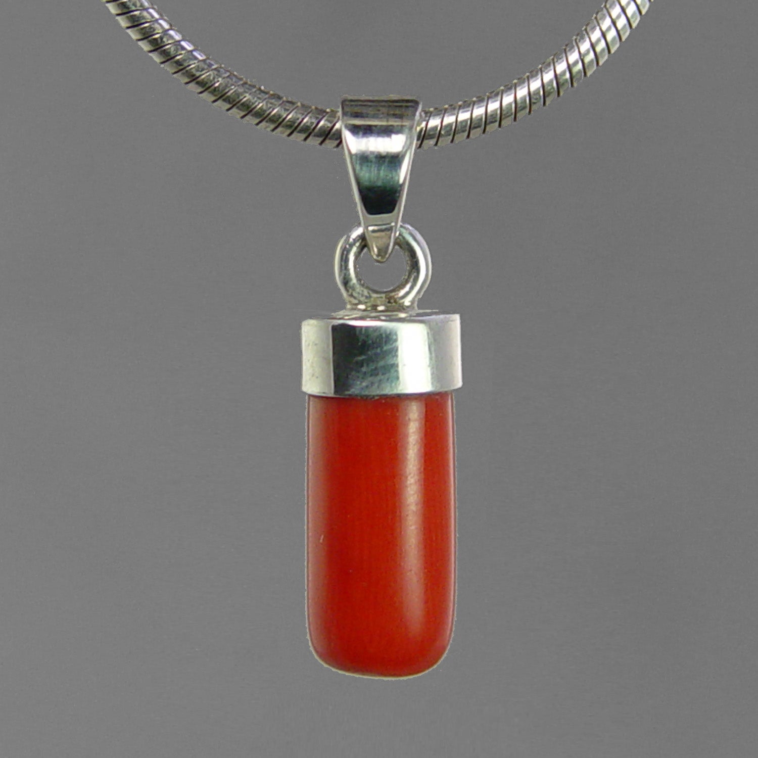 Red Coral 6.0 ct Cab Sterling Silver Pendant