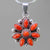 Red Coral 6 ctw Bezel Set With 8 Small Stones Sterling Silver Pendant