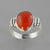 Red Coral 5.0 ct Cab Bezel Set Sterling Silver Ring, Size 7.5