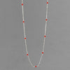 Red Coral Round Bead on Sterling Silver Chain 18" Necklace