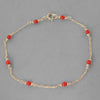 Red Coral Round Beads on Chain 7.25" or 8" Bracelet