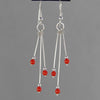 Red Coral Long Triple Dangle Earrings
