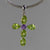 Peridot Pendant - Faceted Pear and Oval Peridot Cross in Sterling Silver