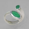 Emerald 2.0 CT Marquise Bezel Set Sterling Silver Offset Ring, Size 8, Adjustable Overlapping Band