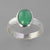 Emerald 2.34 ct Oval Cab Bezel Set Sterling Silver Ring, Size 8.5