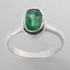 Emerald 2.5 ct Oval Bezel Set Sterling Silver Ring, Size 7 3/4