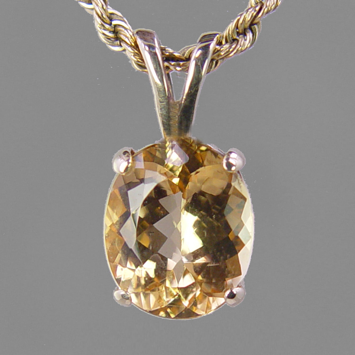 14K Yellow Gold Oval Citrine Birthstone Millgrain Necklace | John Herold  Jewelers | Randolph, NJ