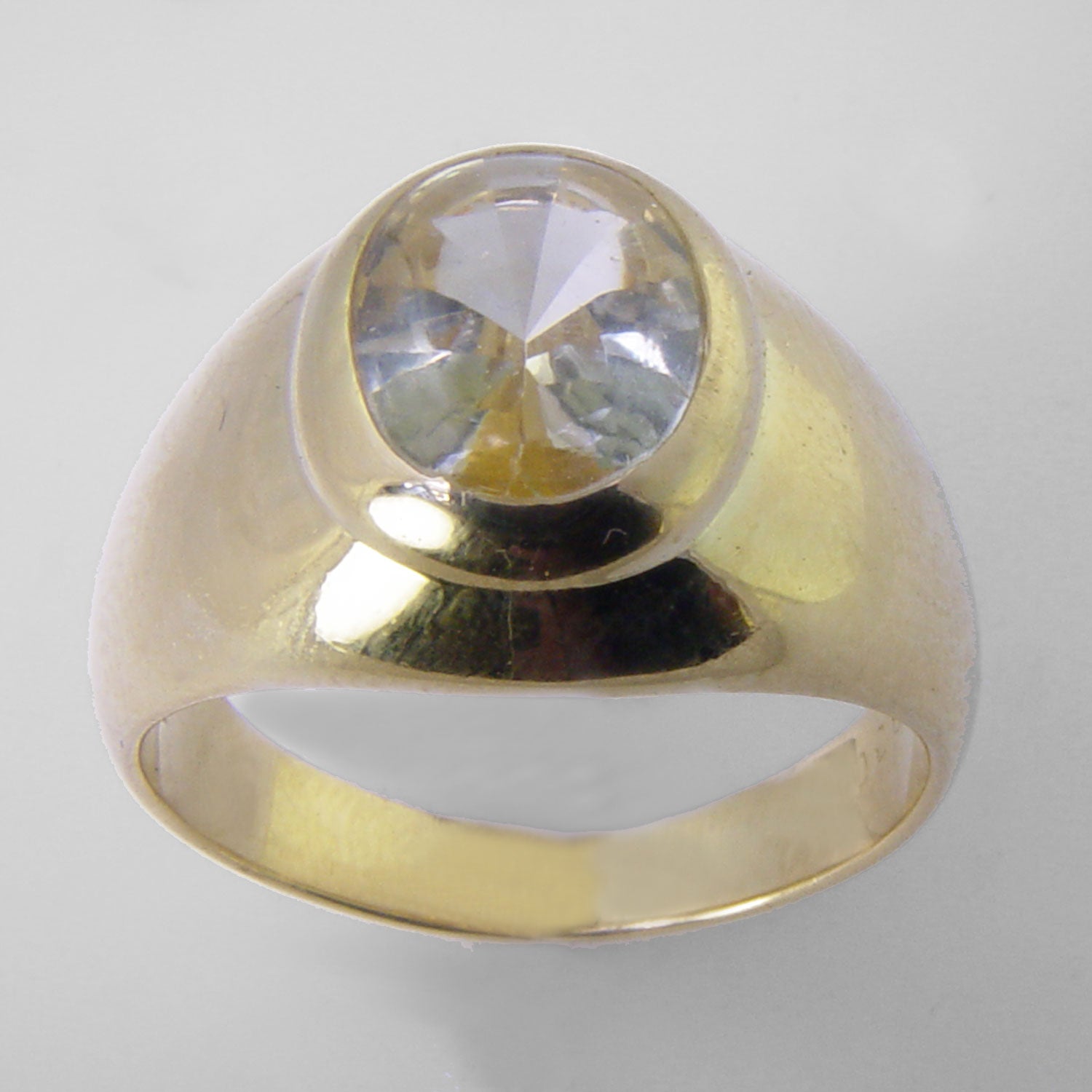 Yellow Sapphire 4 ct Faceted Oval Bezel Set 18K Yellow Gold Ring, Size 11.5