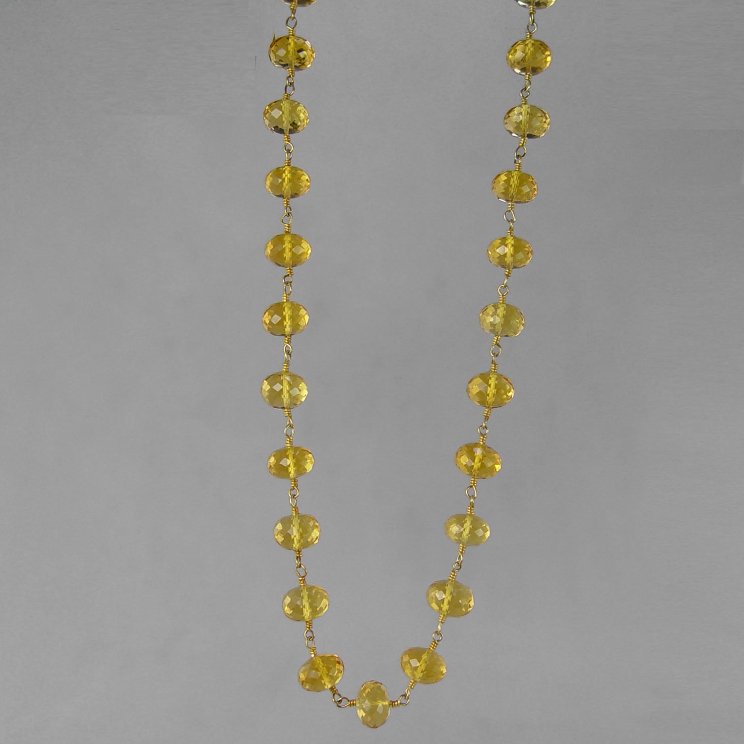 Citrine Faceted Rondelle Gold Filled Wire 18" Necklace