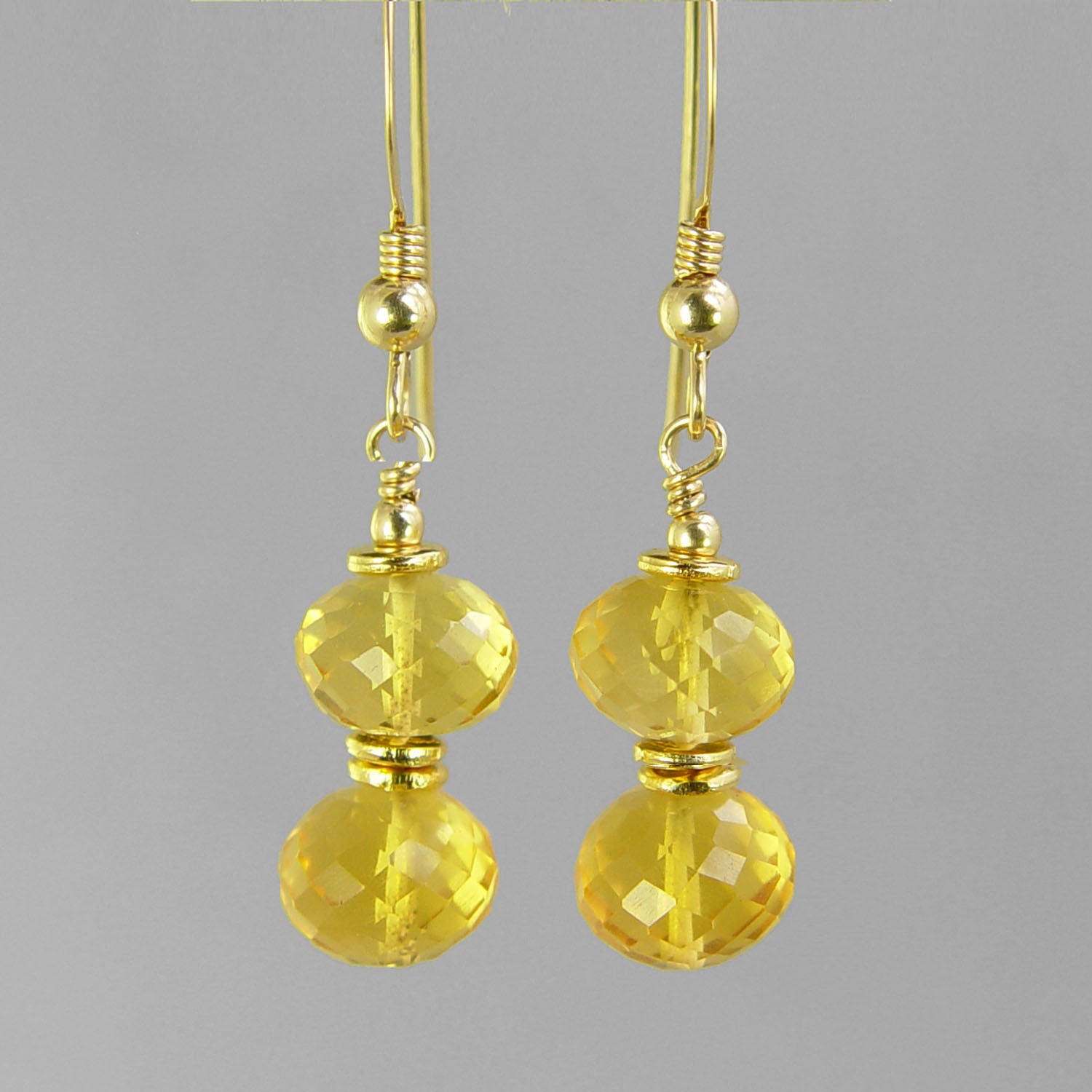 Citrine Faceted Rondelle Earrings