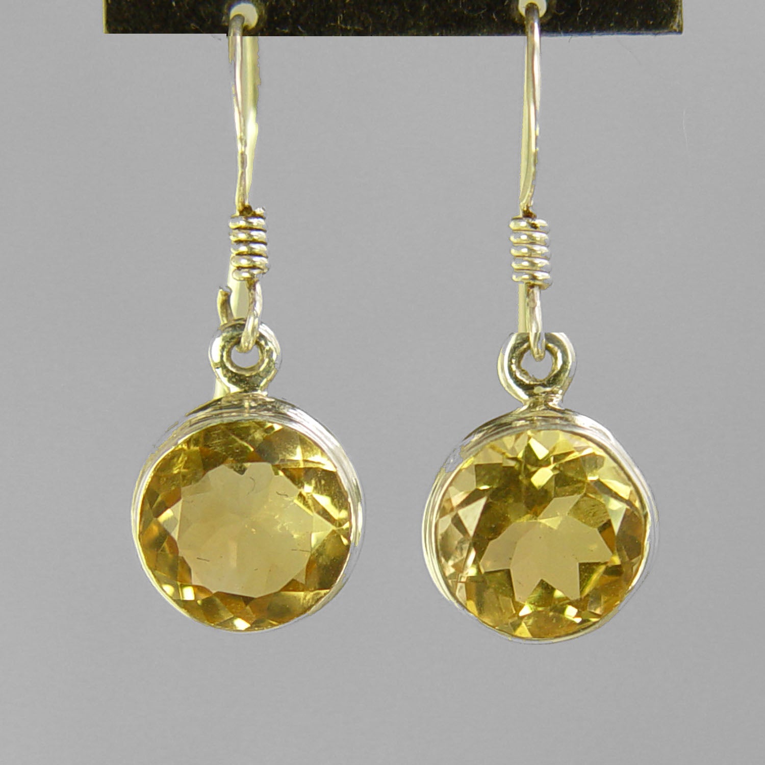Citrine 6 ctw Faceted Round Bezel Set Earrings